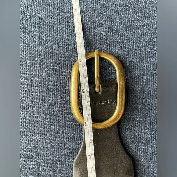 LOFT - XS black woven genuine leather wide belt with gold buckle. - Picture 11 of 13